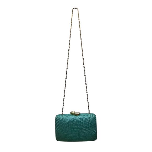 Kayu Women’s Turquoise Woven Gold Clasp Closure Chain Strap Clutch Bag Size S - Picture 1 of 10